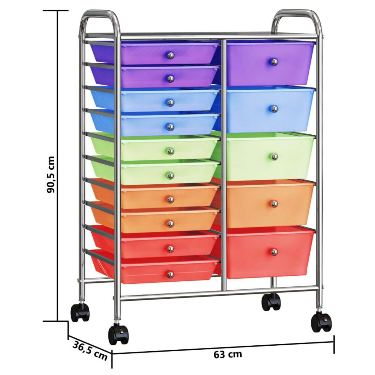 VIDAXL Chariot rangement mobile a 15 tiroirs XXL Multicolore Plastique