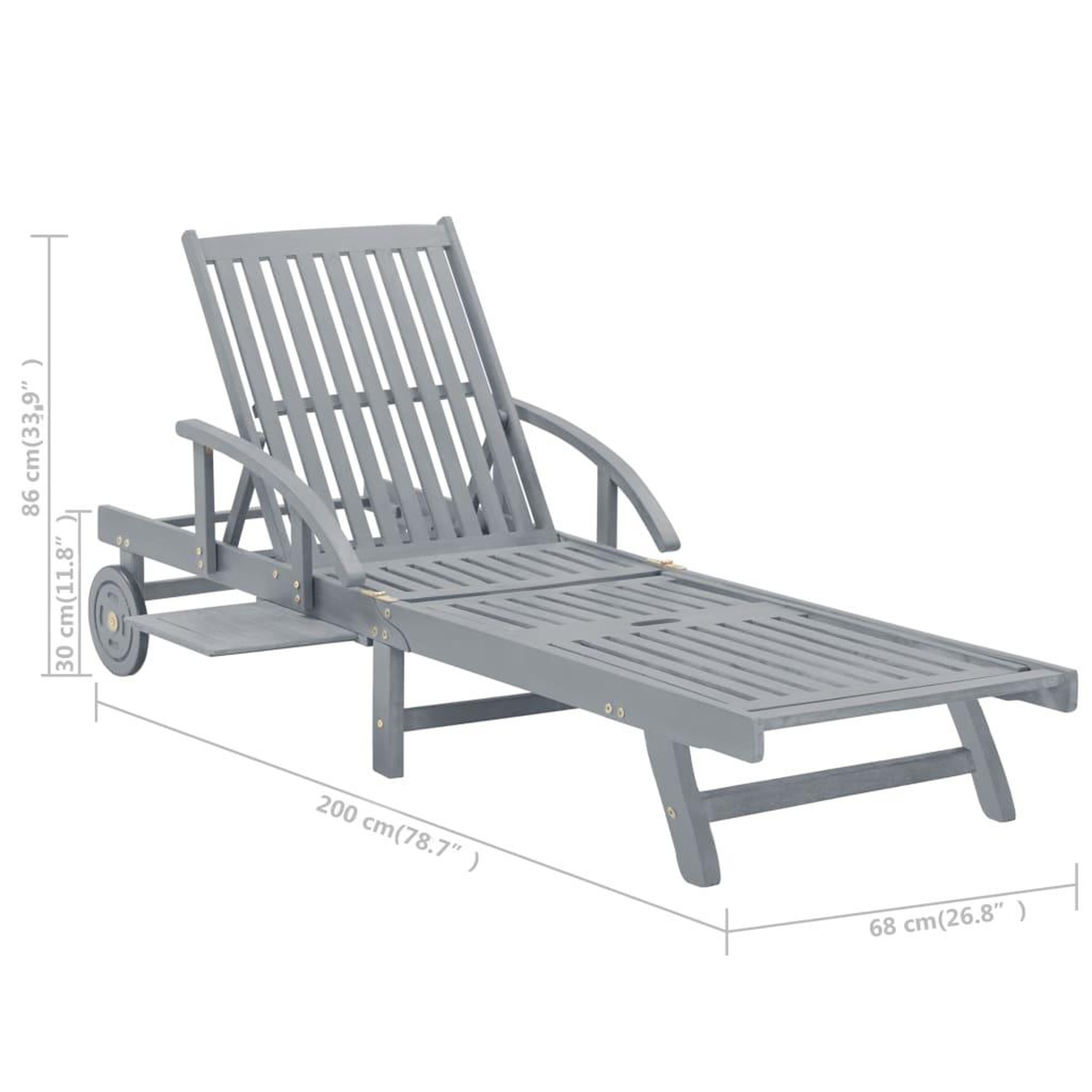 Voir la diapositive 6 : VIDAXL Chaise longue de jardin avec coussin Bois d'acacia solide