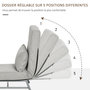 Voir la diapositive 6 : HOMCOM Fauteuil chauffeuse canapé-lit convertible inclinable 1 place grand confort coussin lombaires accoudoirs piètement métal lin gris clair
