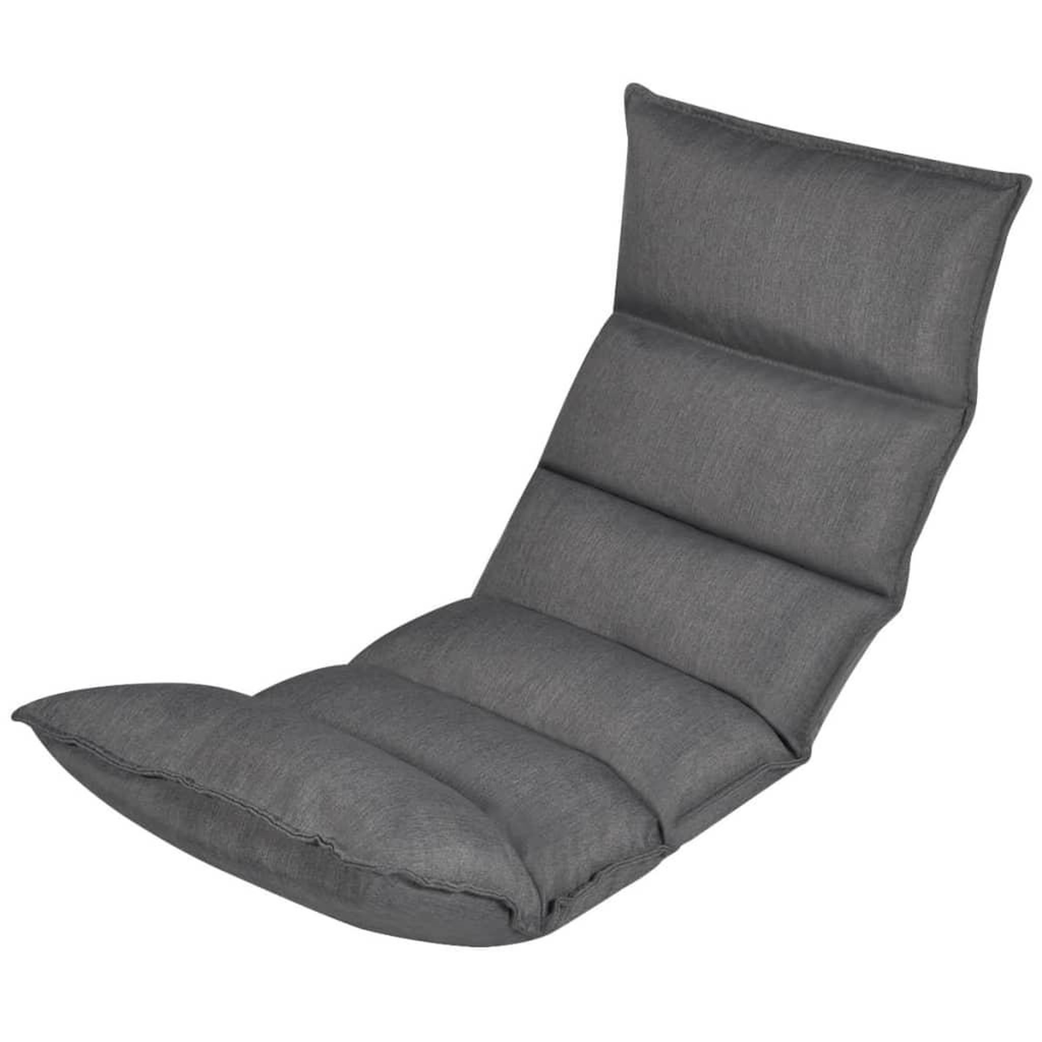VIDAXL Chaise longue pliable de sol gris tissu