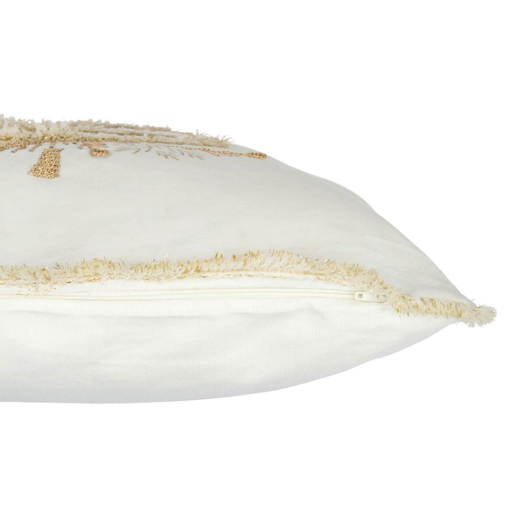 Voir la diapositive 3 : J-LINE Coussin déco sapin  ellis  45x45cm blanc