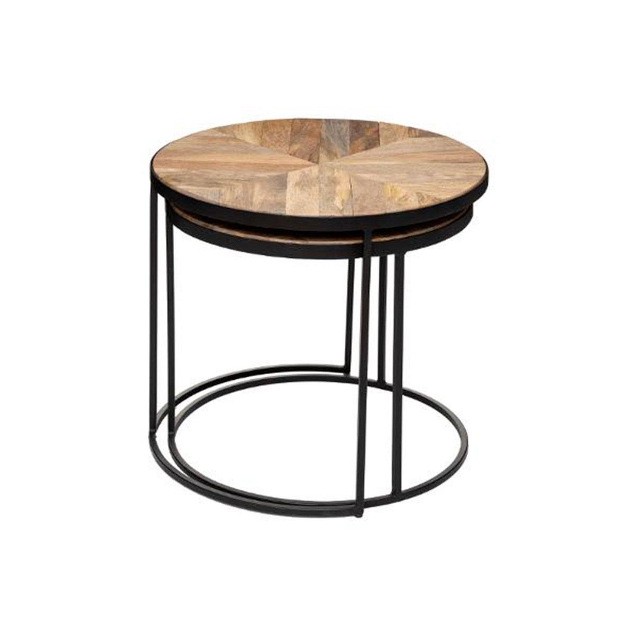 Voir la diapositive 2 : ATMOSPHERA Lot de 2 tables à café en bois  basile  56cm marron