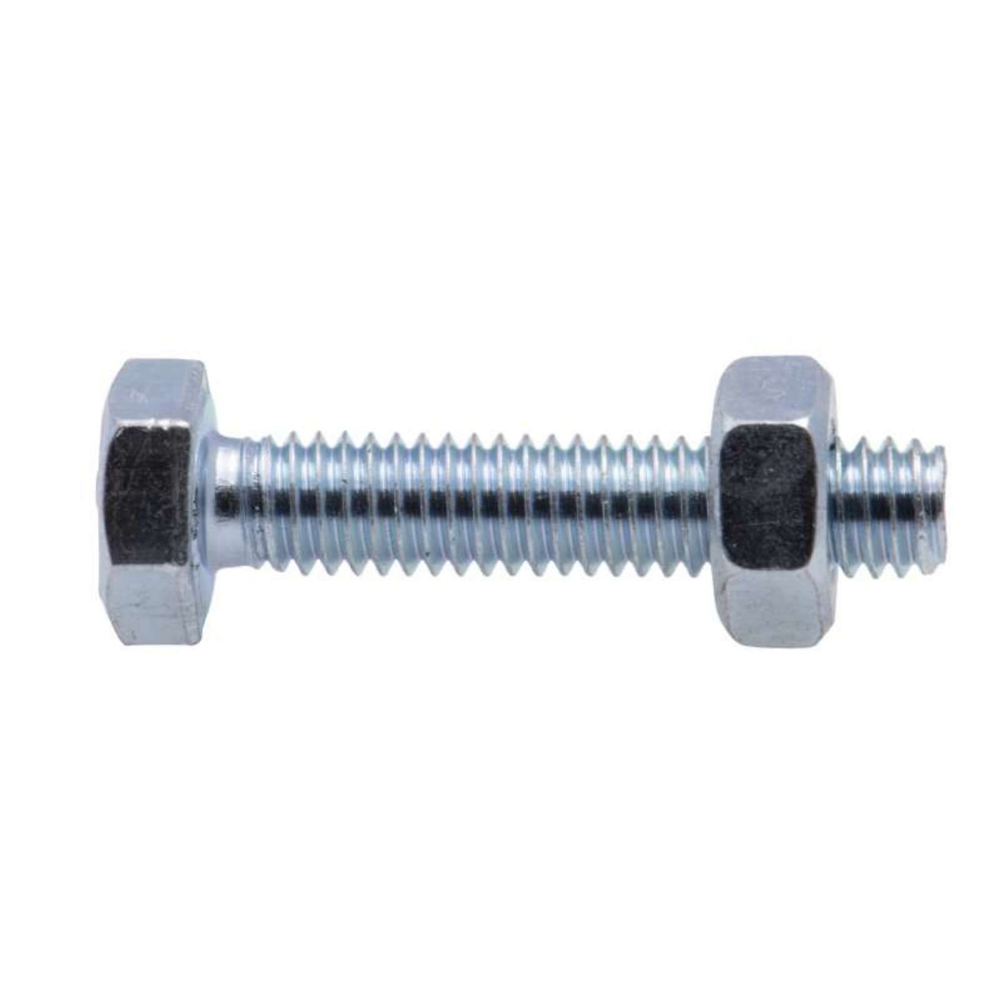 Voir la diapositive 1 :  Boulon tête hexagonale et écrou Vissal finition zinguée Ø4 x 25 mm  lot de 18