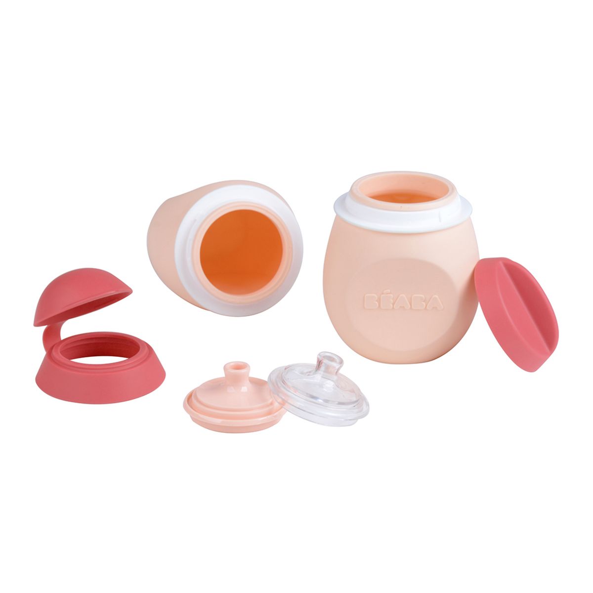 BEABA Lot de 2 BabySqueez' 2 en 1 et Squeez'Portion - Rose