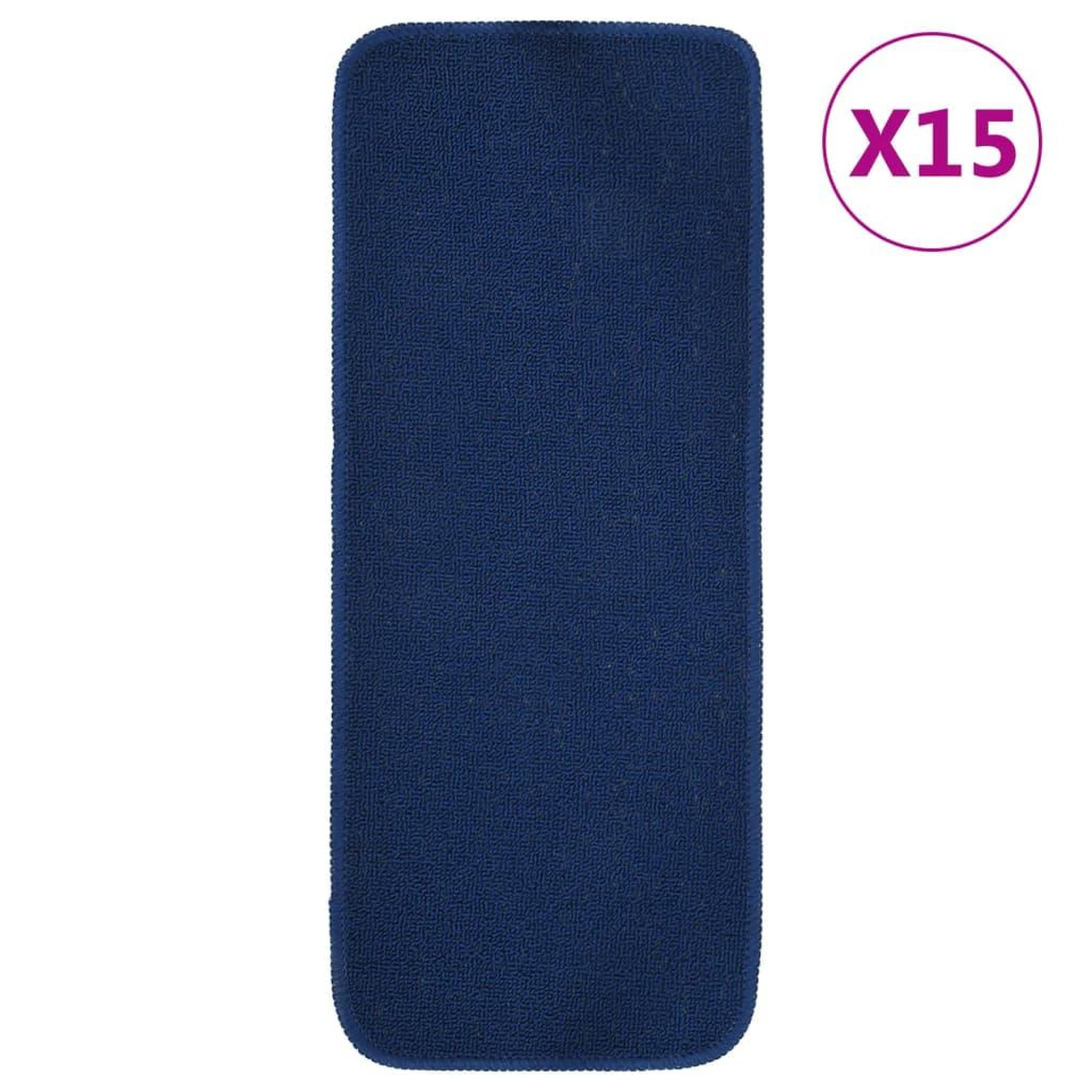 Voir la diapositive 1 : VIDAXL Tapis d'escalier 15 pcs 60x25 cm Bleu marine Rectangulaire