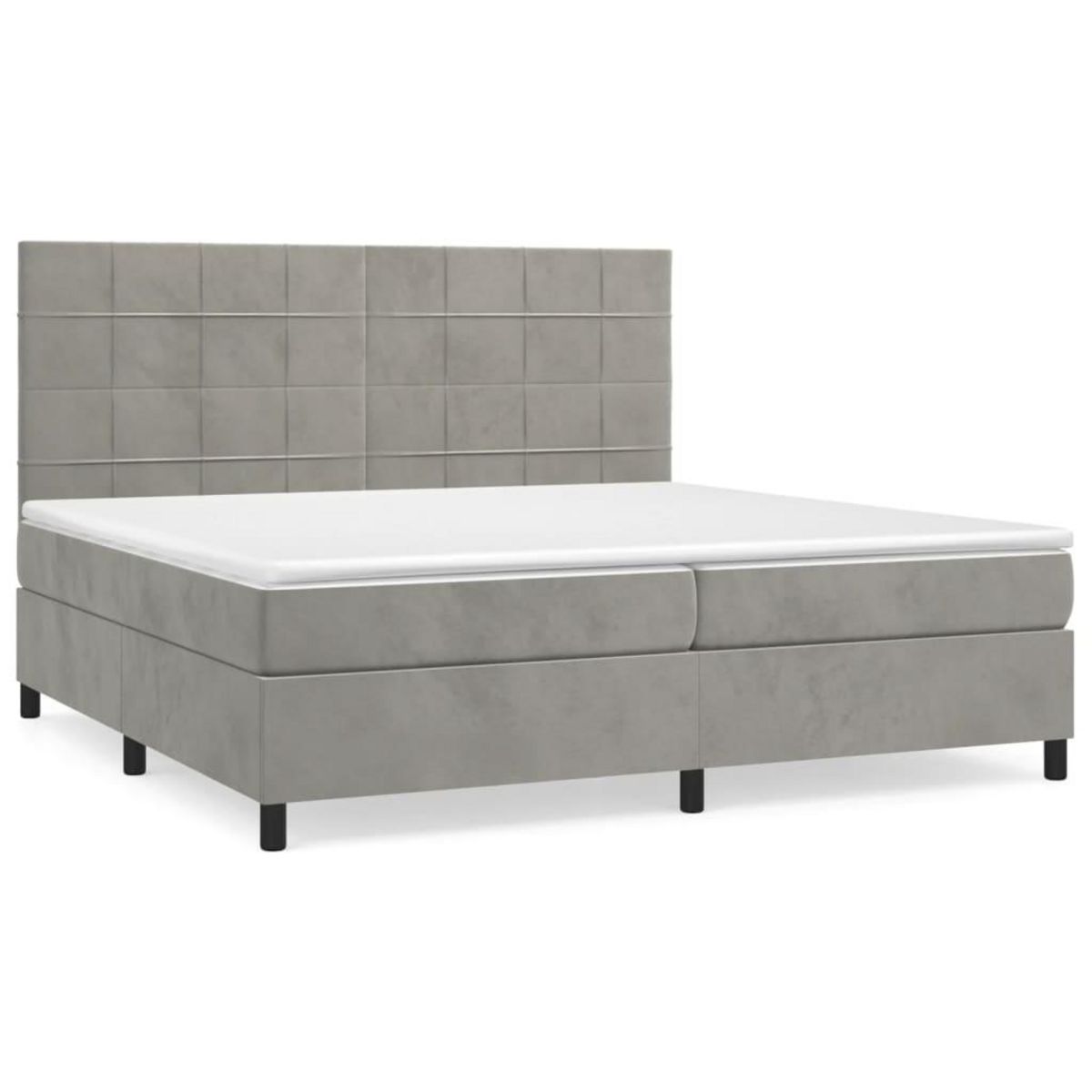 VIDAXL Sommier a lattes de lit et matelas Gris clair 200x200cm Velours