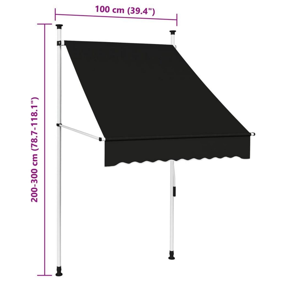 VIDAXL Auvent manuel retractable 100 cm anthracite
