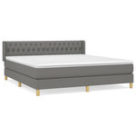 VIDAXL Sommier a lattes de lit avec matelas Gris fonce 180x200cm Tissu