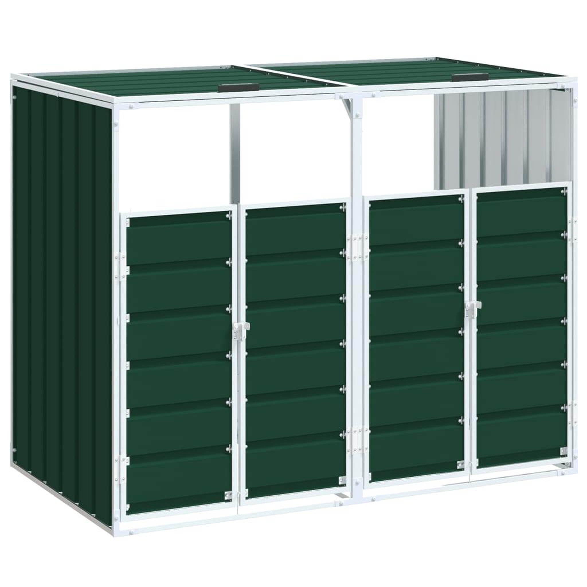 Voir la diapositive 2 : VIDAXL Rangement a roulettes pour poubelles pour deux bacs acier