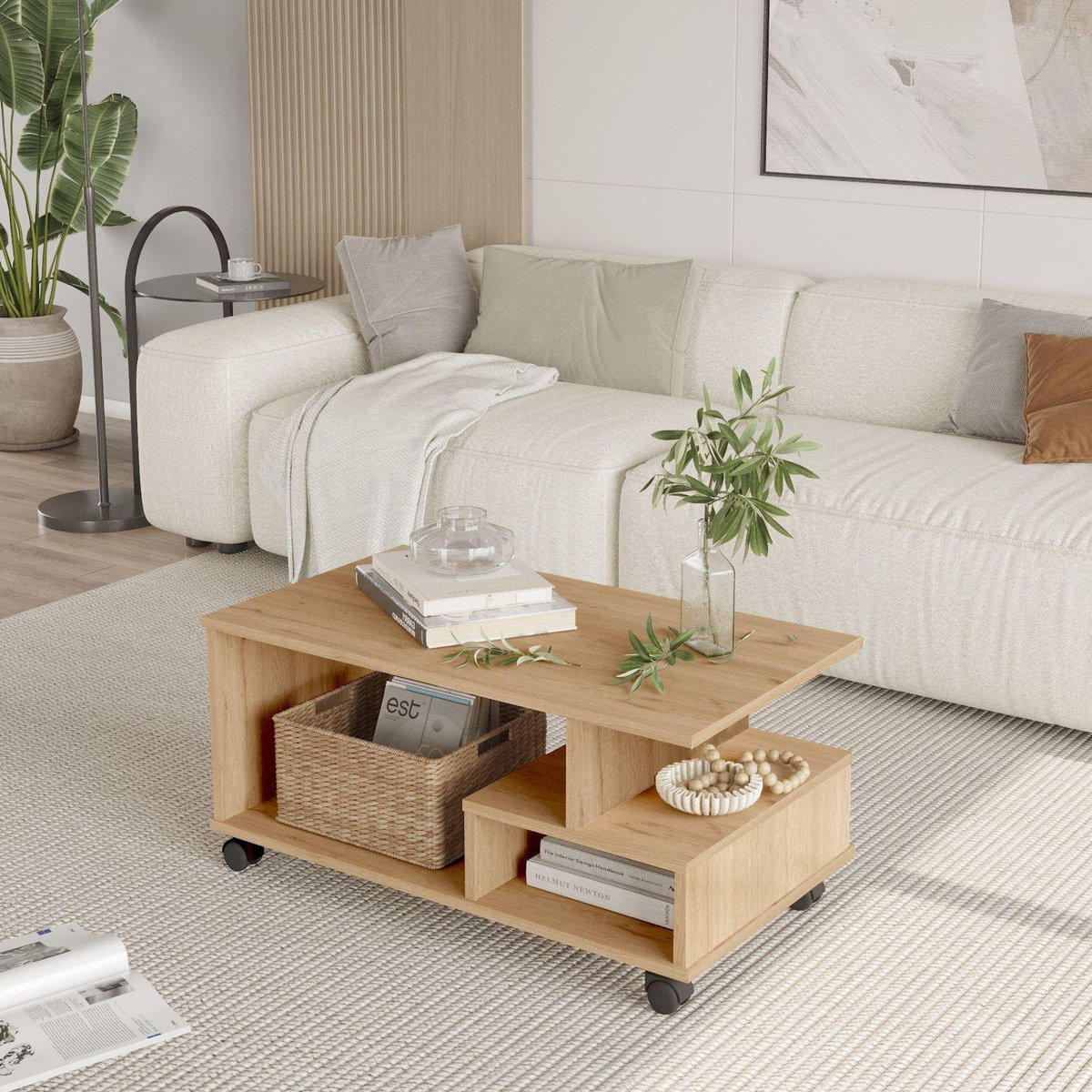 Habitat et Jardin Table basse en bois  MIN9  - 90 x 51 x 42 cm - Beige