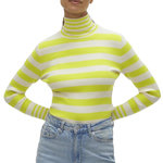 Vero Moda Pull Vert/Ecru  Femme Vero Moda Maxine. Coloris disponibles : Vert