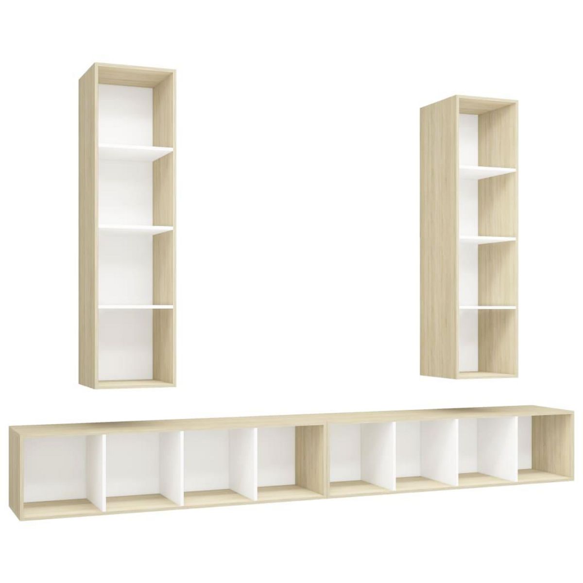 VIDAXL Meubles TV muraux 4 pcs Blanc et chene sonoma Bois d'ingenierie
