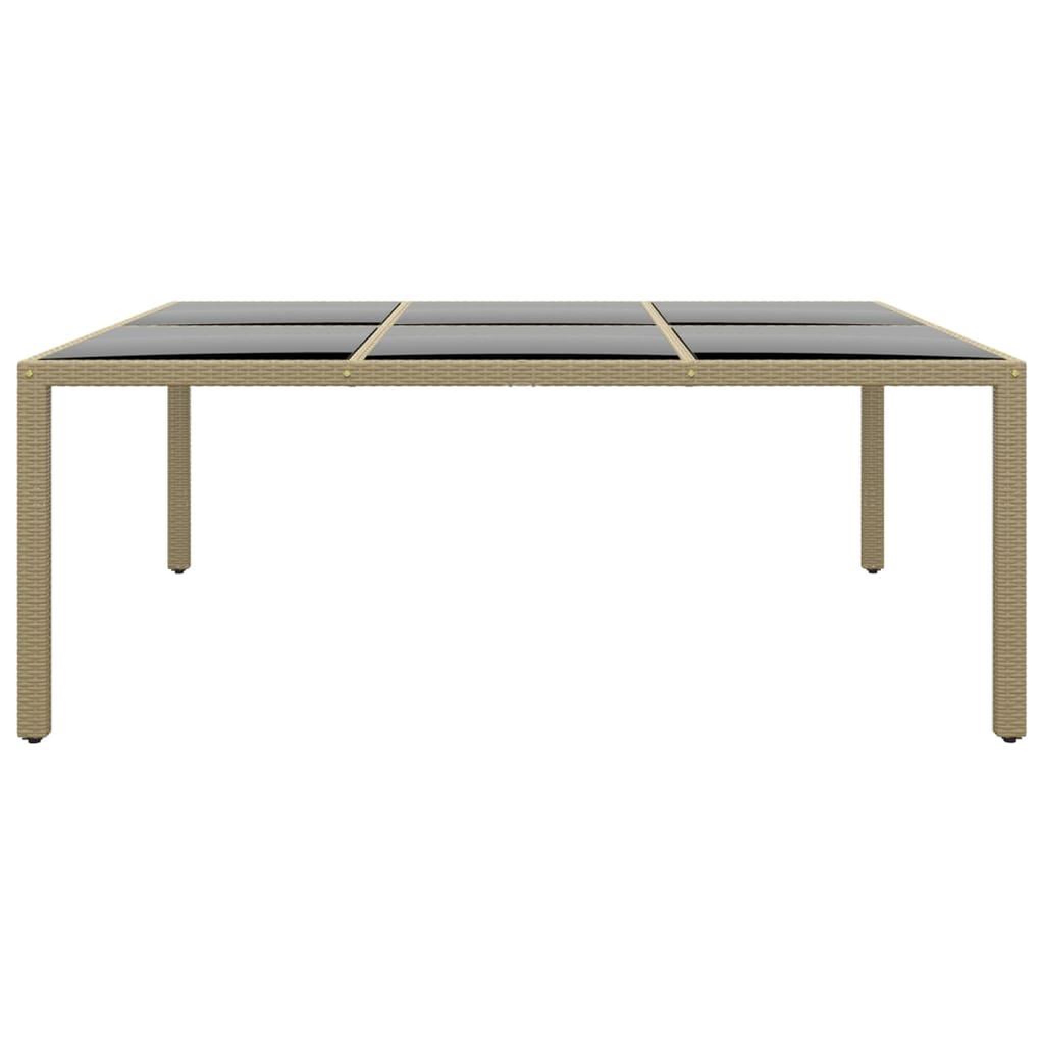 Voir la diapositive 2 : VIDAXL Table de jardin 200x150x75 cm Verre trempe/resine tressee Beige