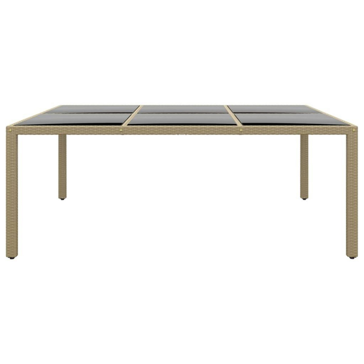VIDAXL Table de jardin 200x150x75 cm Verre trempe/resine tressee Beige
