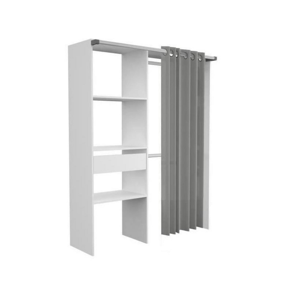 EKIPA BARI Dressing non extensible Blanc 1 tiroir - L 143,5 x P 48 x H 181,9 cm