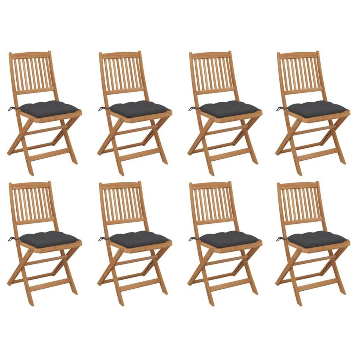 VIDAXL Chaises pliables d'exterieur et coussins lot de 8 Bois d'acacia