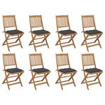 VIDAXL Chaises pliables d'exterieur et coussins lot de 8 Bois d'acacia