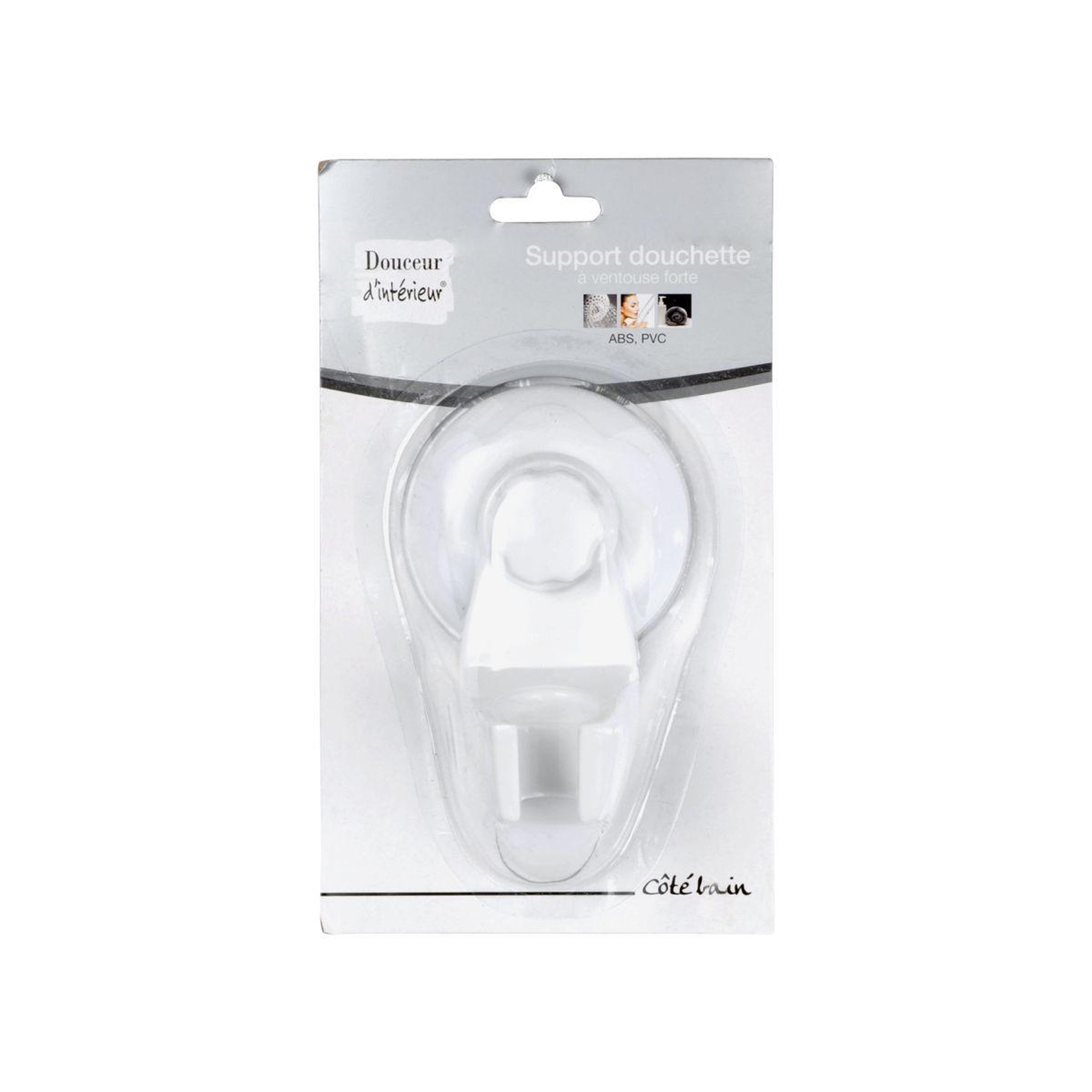 Voir la diapositive 2 : Douceur d'Intérieur Support Douchette Design  Ventouse  13cm Blanc