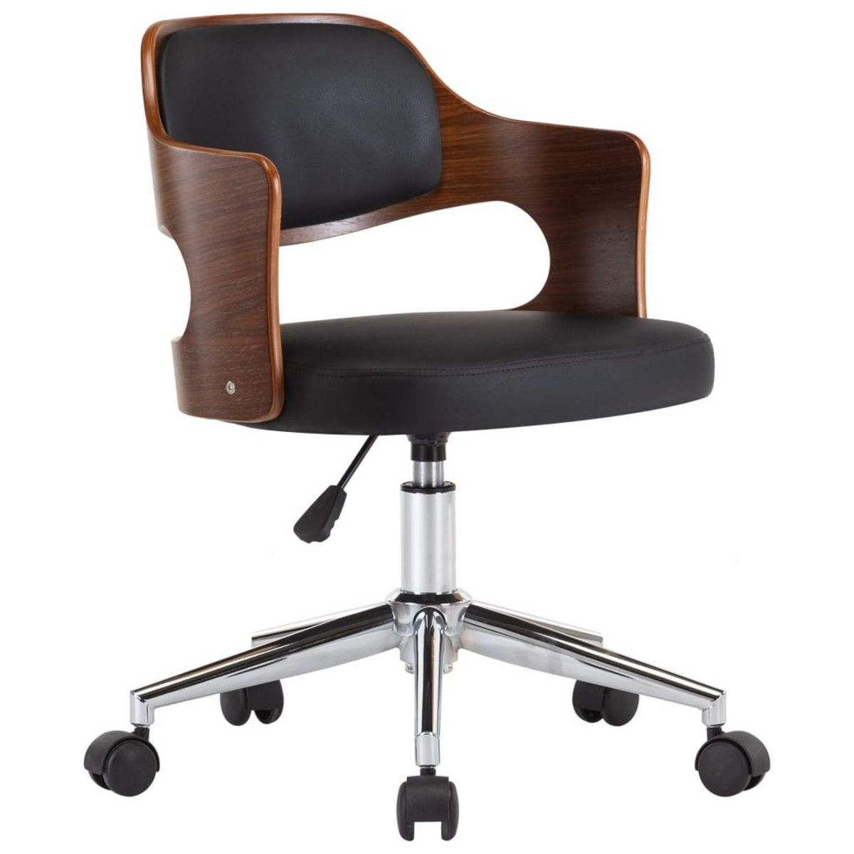 VIDAXL Chaise pivotante de bureau Noir Bois courbe et similicuir