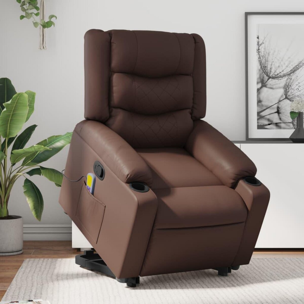 VIDAXL Fauteuil inclinable de massage Marron Similicuir
