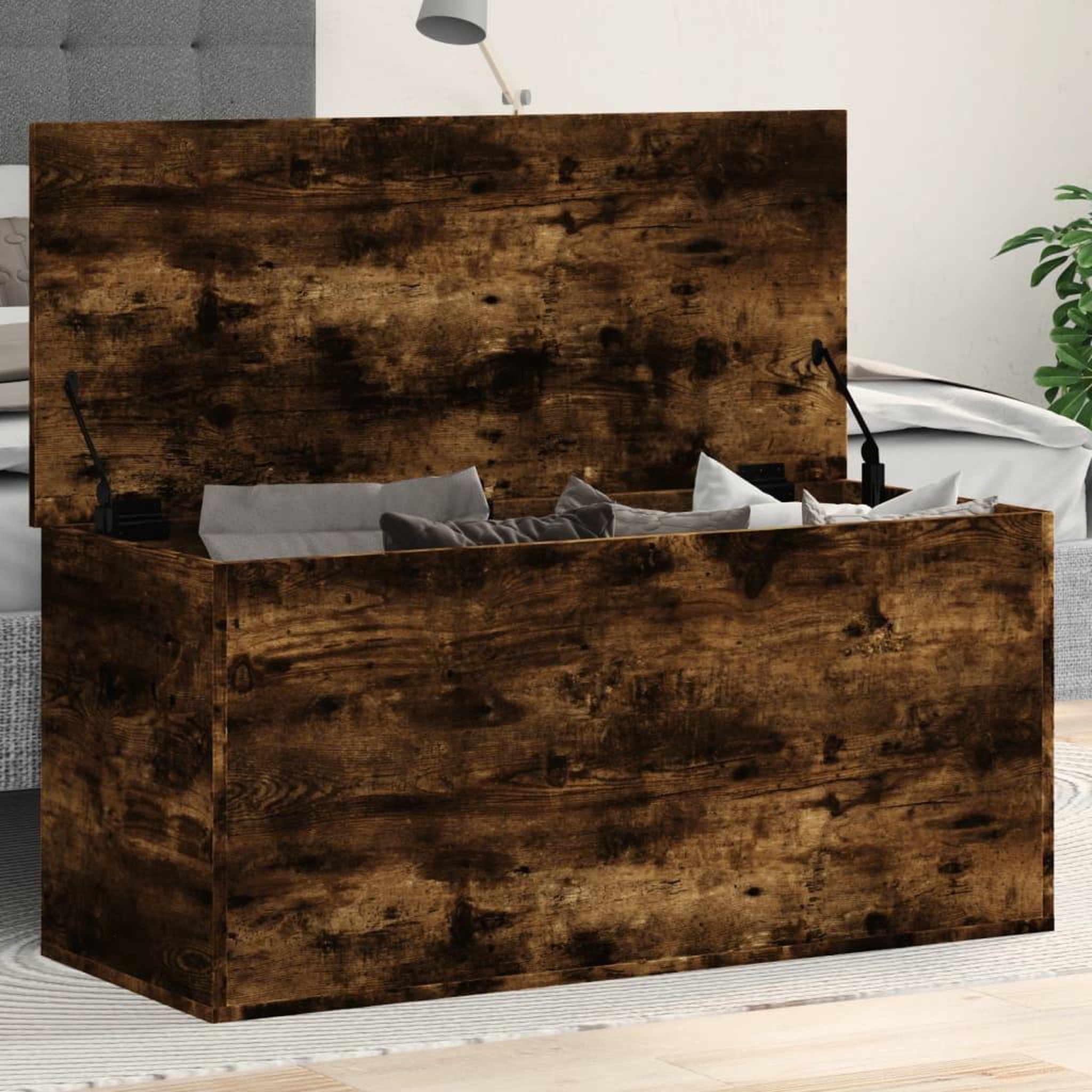 VIDAXL Boîte de rangement chene fume 100x42x46 cm bois d'ingenierie