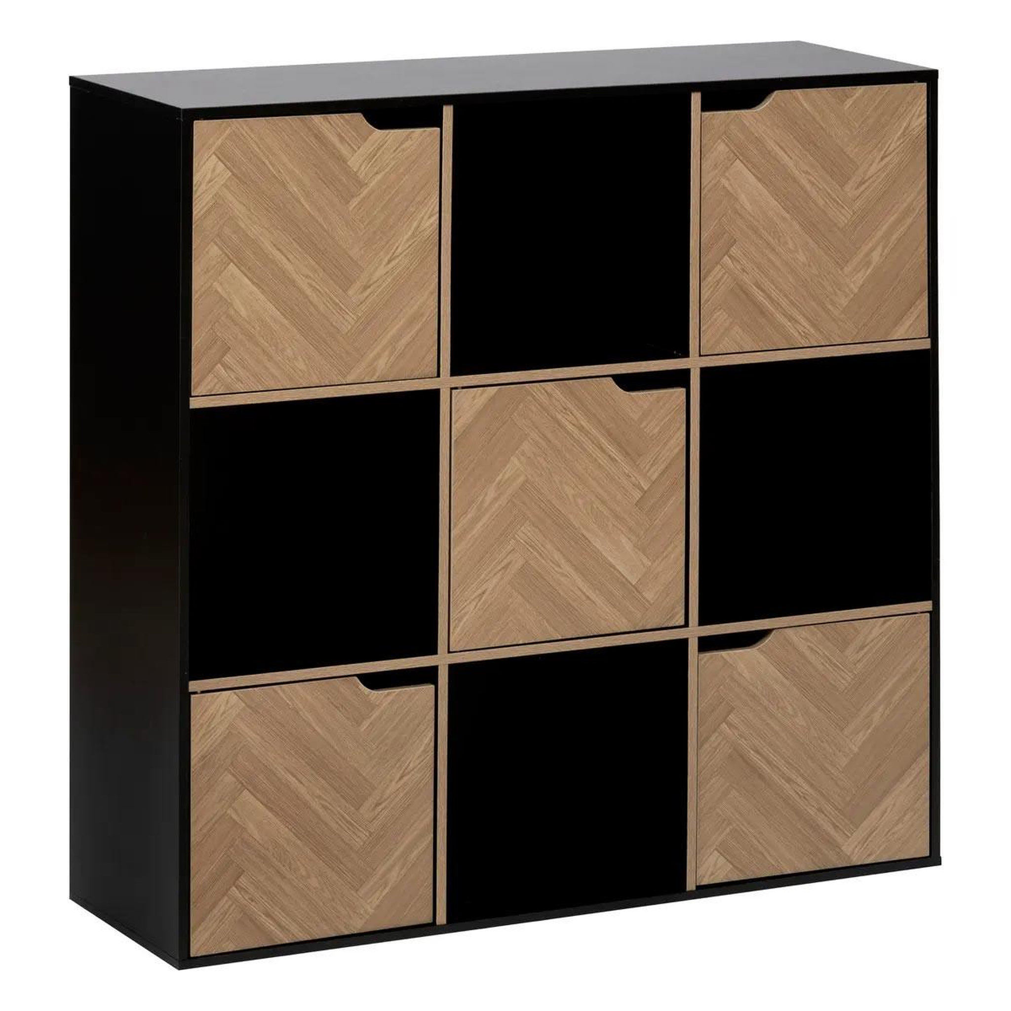 Paris Prix Étagère 9 cases  chevrons  100cm naturel & noir