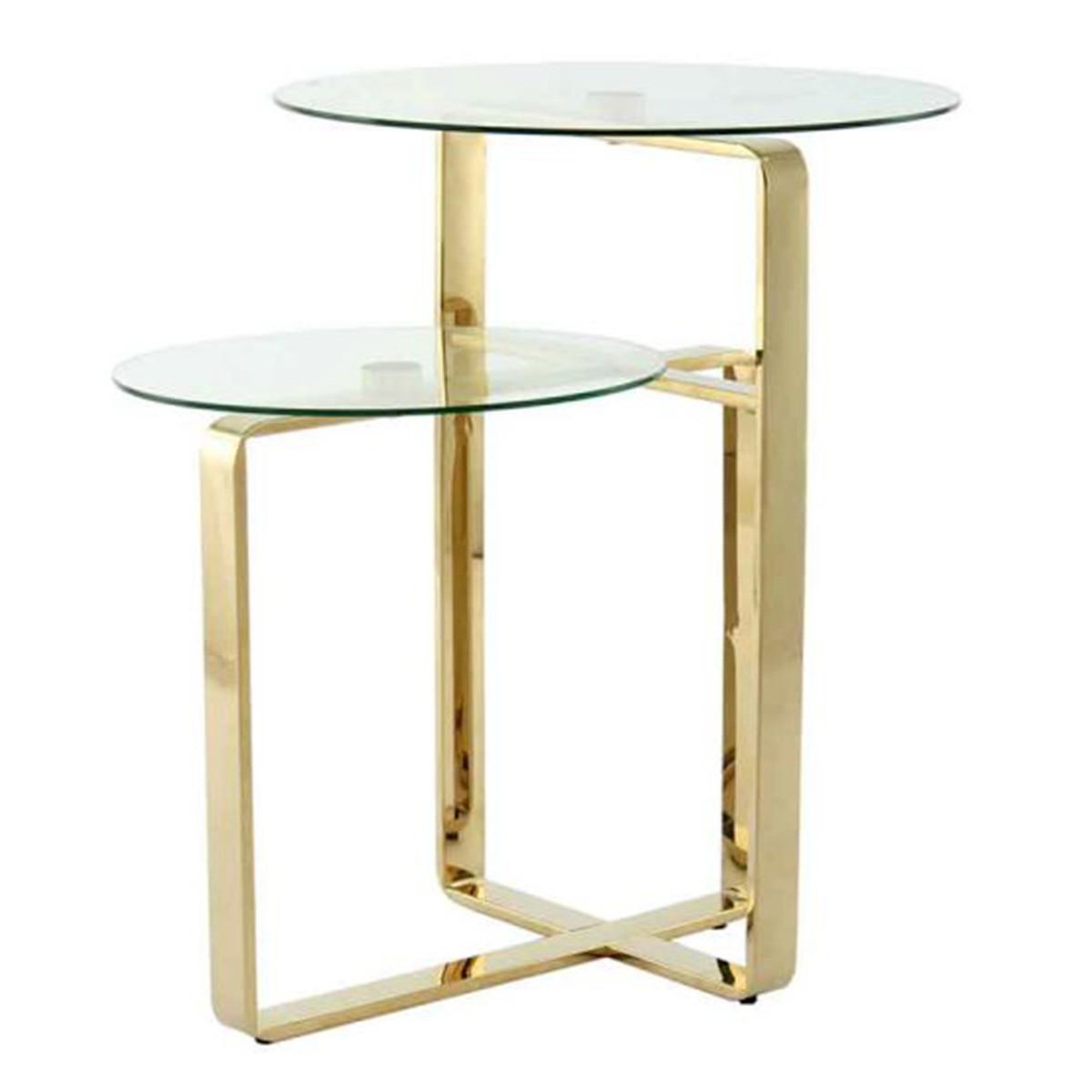 Paris Prix Table d'Appoint 2 Plateaux Design  Katris  60cm Or