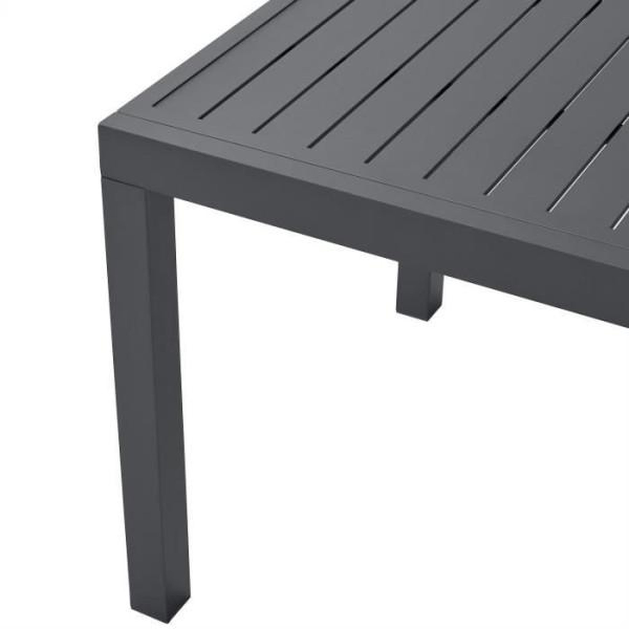 Voir la diapositive 6 : MARKET24 Table de jardin extensible rectangulaire 6 a 10 personnes - Structure aluminium - L 135-270 x P 90 x H 75 cm - Gris foncé