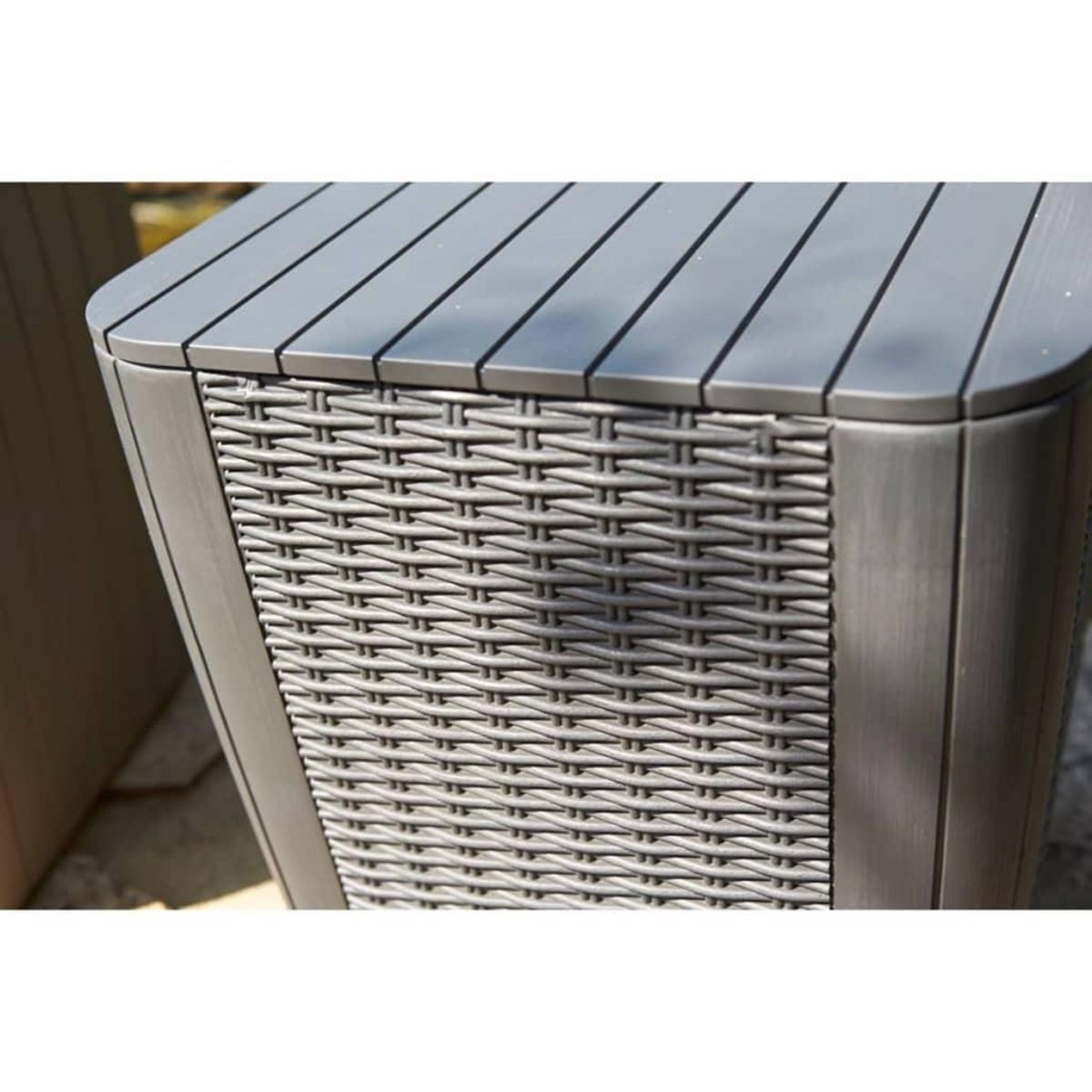 Keter Keter Table d'appoint de jardin Luzon Osier rond Cappuccino