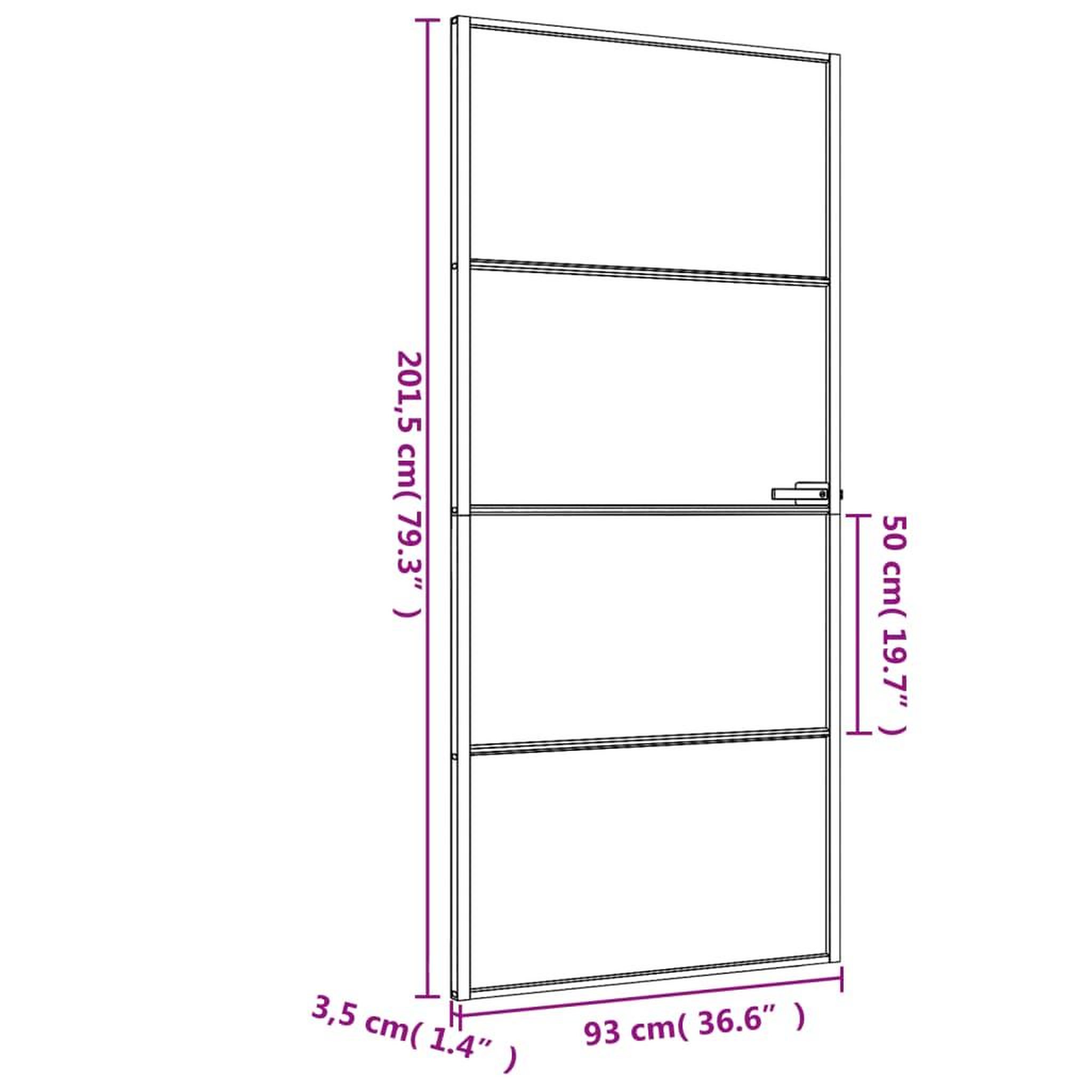 Voir la diapositive 6 : VIDAXL Porte interieure mince noir 93x201,5 cm verre trempe aluminium