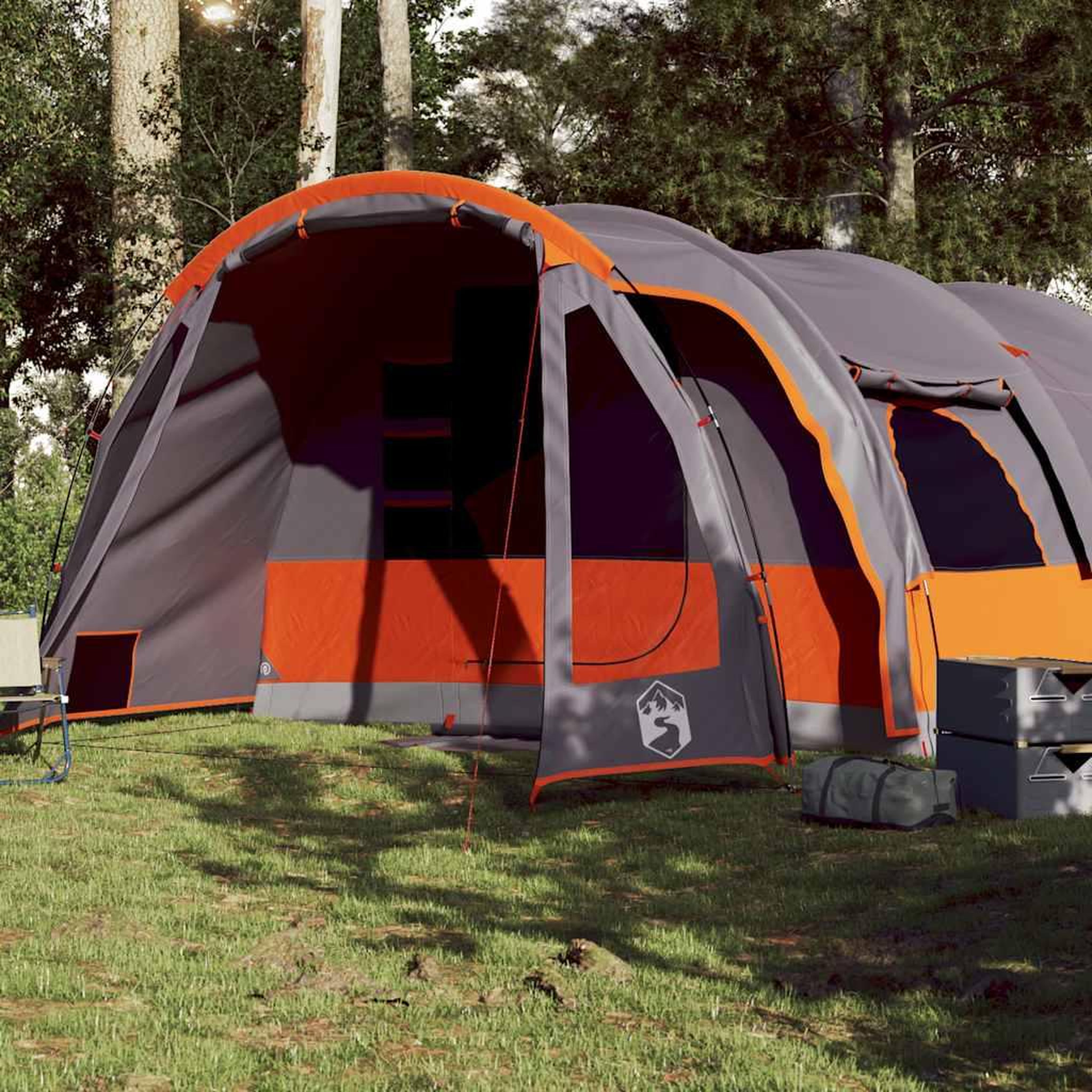 VIDAXL Tente familiale tunnel 8 personnes gris impermeable