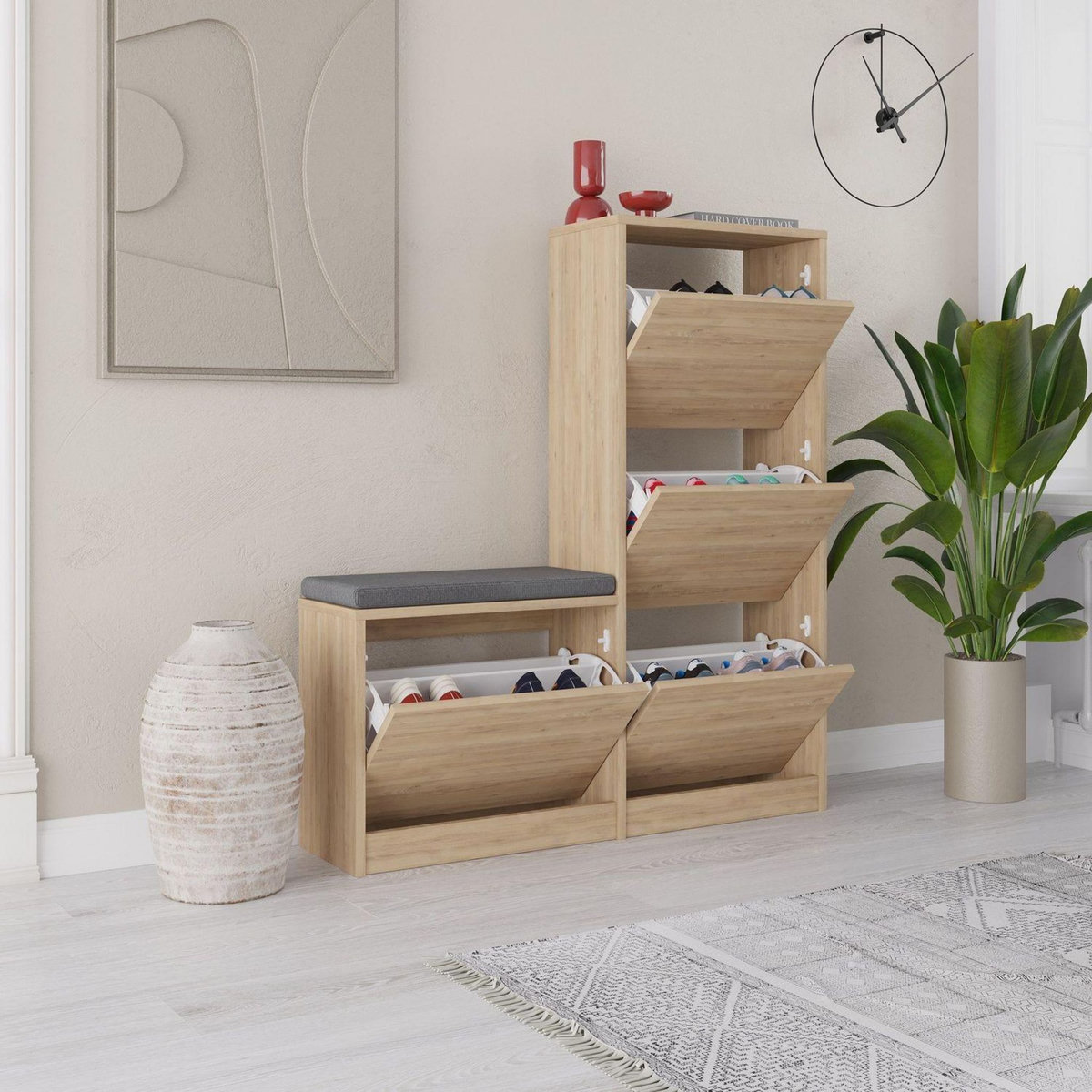 TOILINUX Meuble à chaussures avec banc