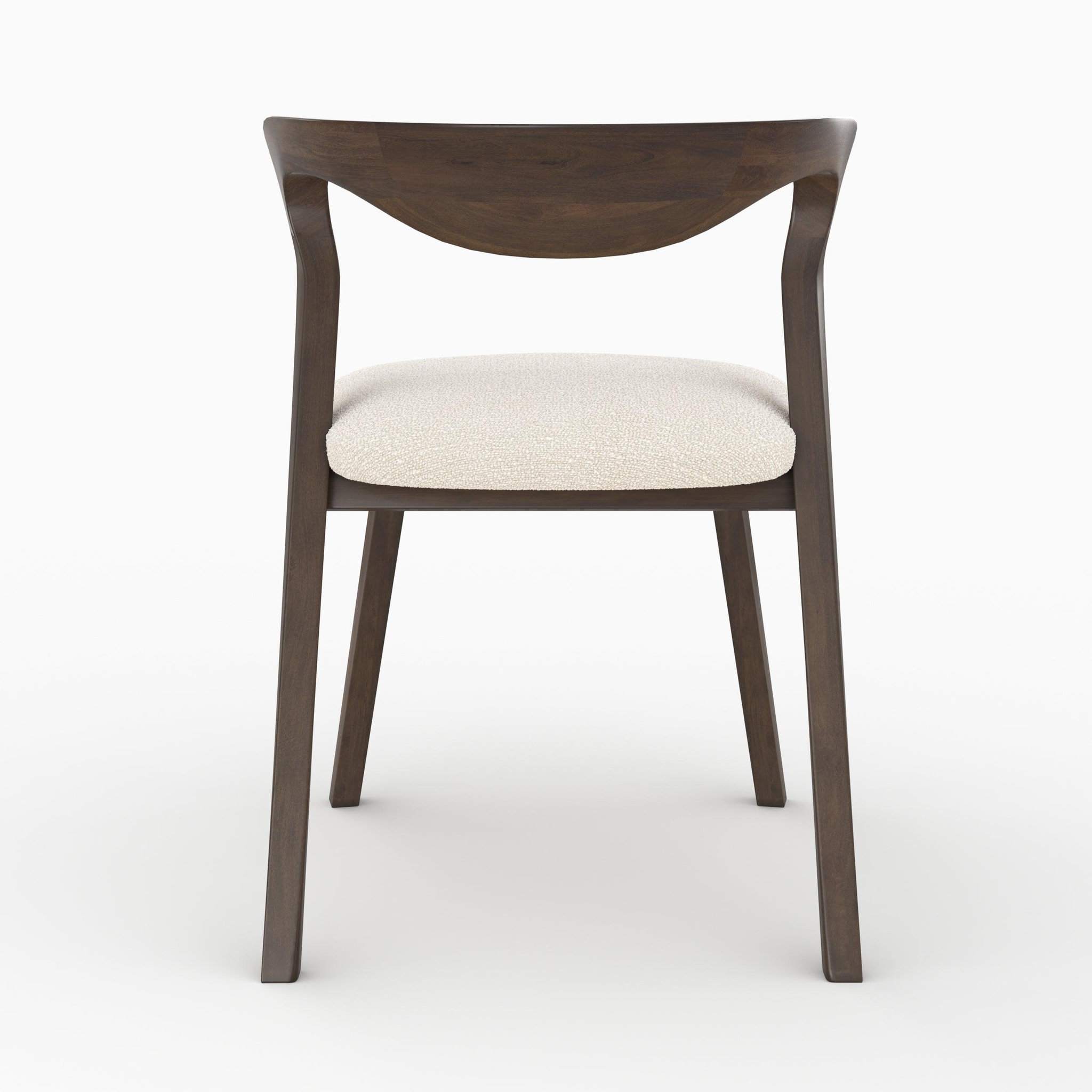 Voir la diapositive 3 : MAISON PAVANE Chaise en bois d'hévéa foncé et tissu bouclé crème-vega