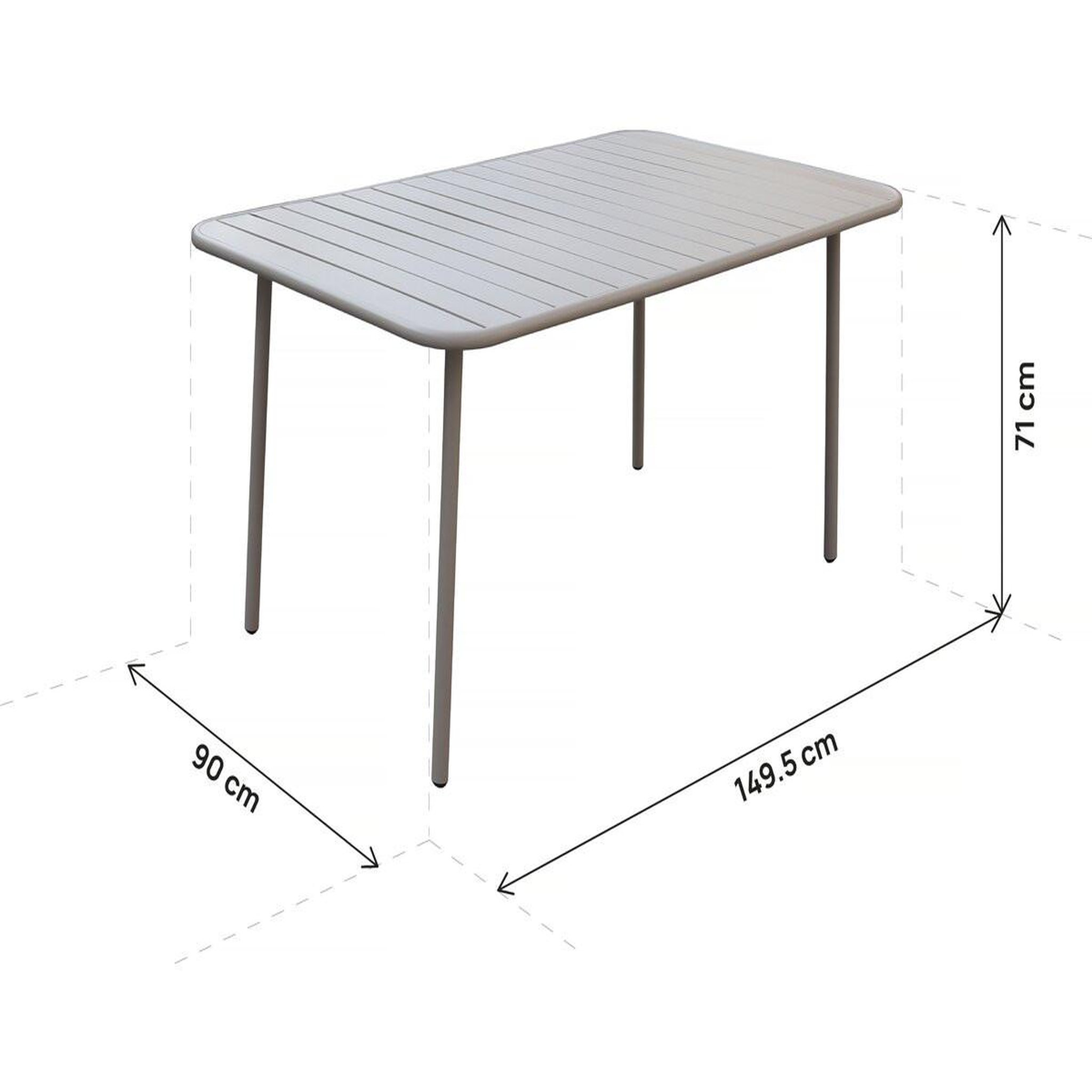 Voir la diapositive 3 : Habitat et Jardin Table jardin en métal  bilbao  - 150 x 90 x 71 cm - taupe