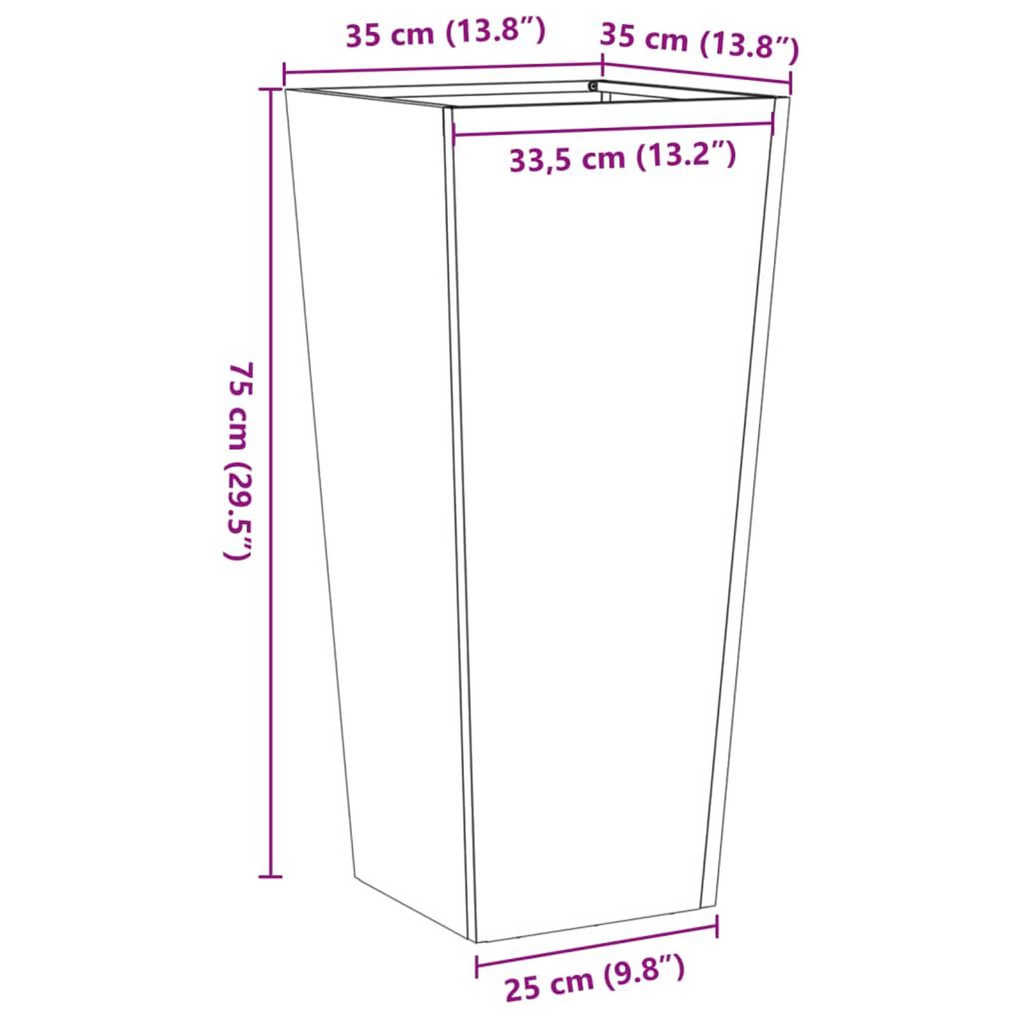 Voir la diapositive 6 : VIDAXL Jardinieres 2 pcs 35x35x75 cm acier inoxydable