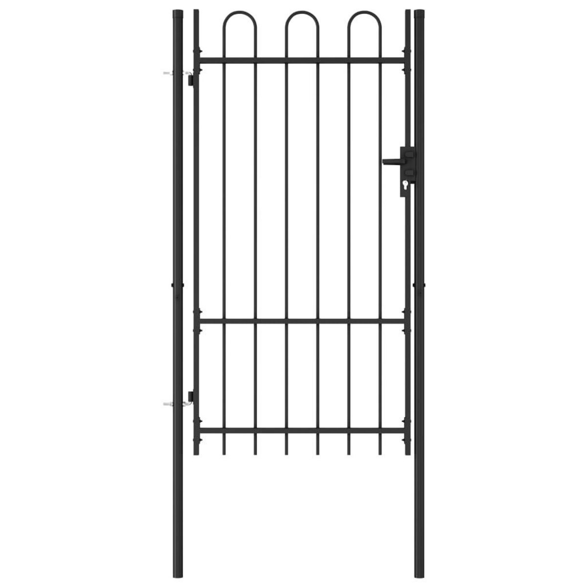 VIDAXL Portillon simple porte avec dessus arque Acier 1x1,75 m Noir