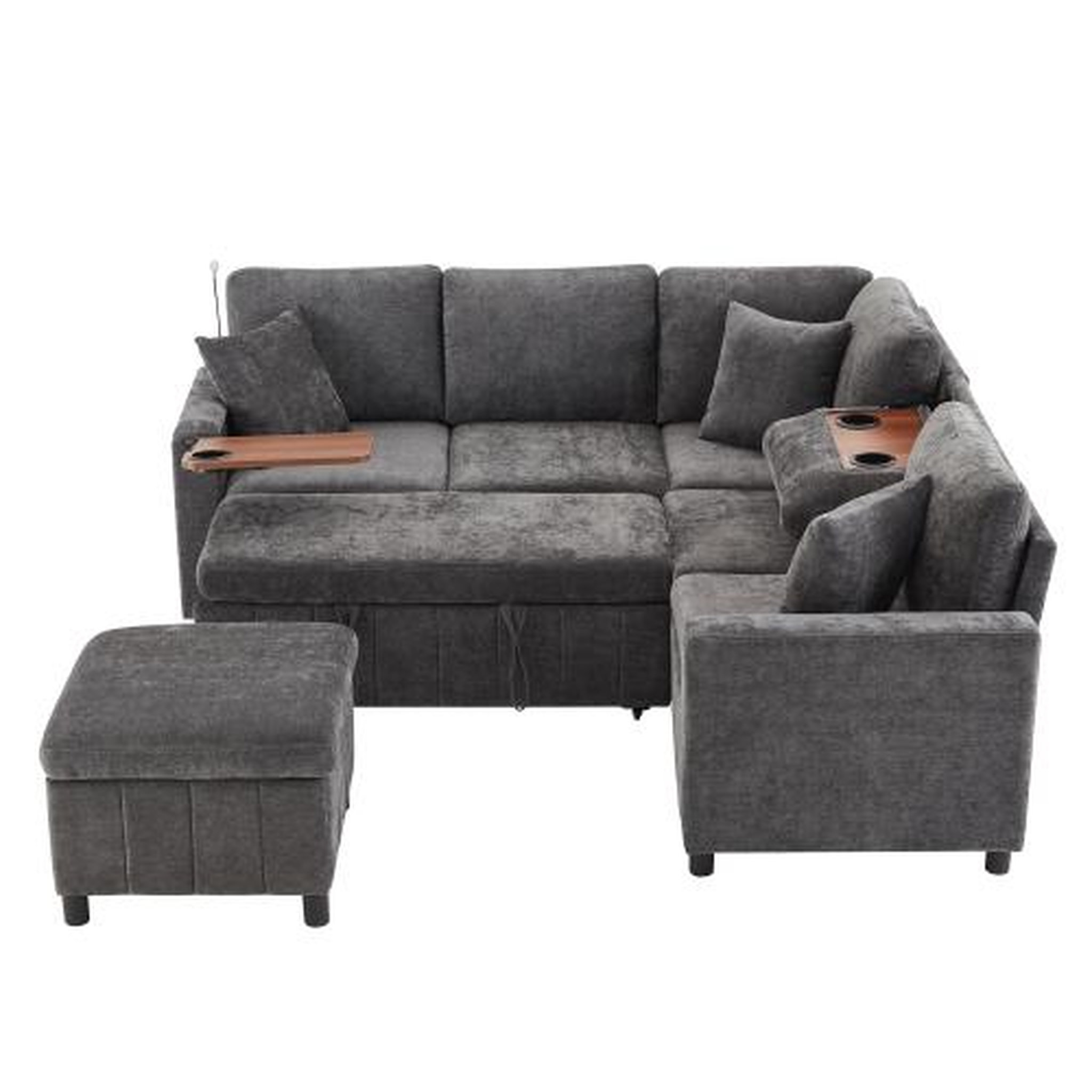 Voir la diapositive 1 : MERAX Canapé d'angle droit fixe 4 places tissu