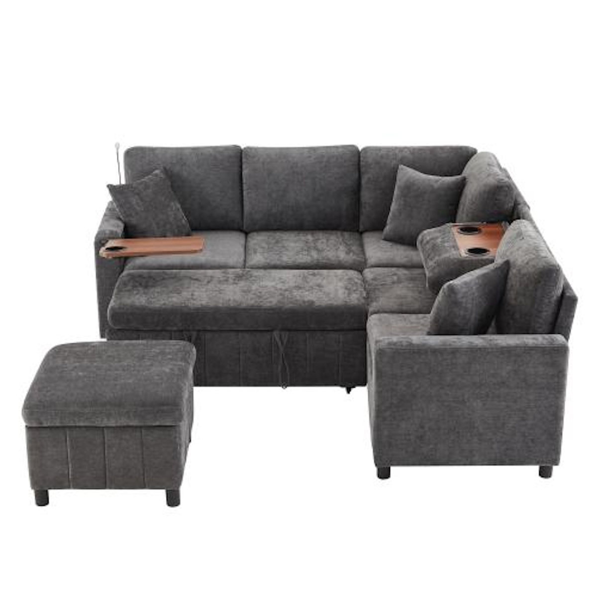 MERAX Canapé d'angle droit fixe 4 places tissu