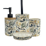 GUY LEVASSEUR Set salle de bain végétal 4 pièces céramique bleu