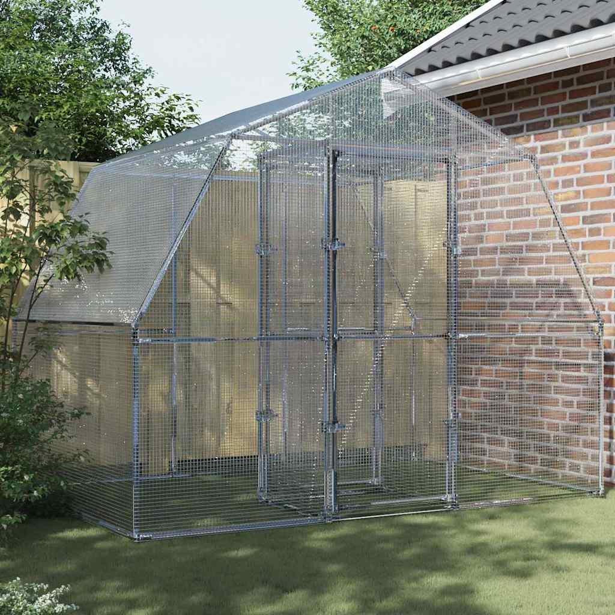 VIDAXL Cage a oiseaux avec porte argente acier galvanise