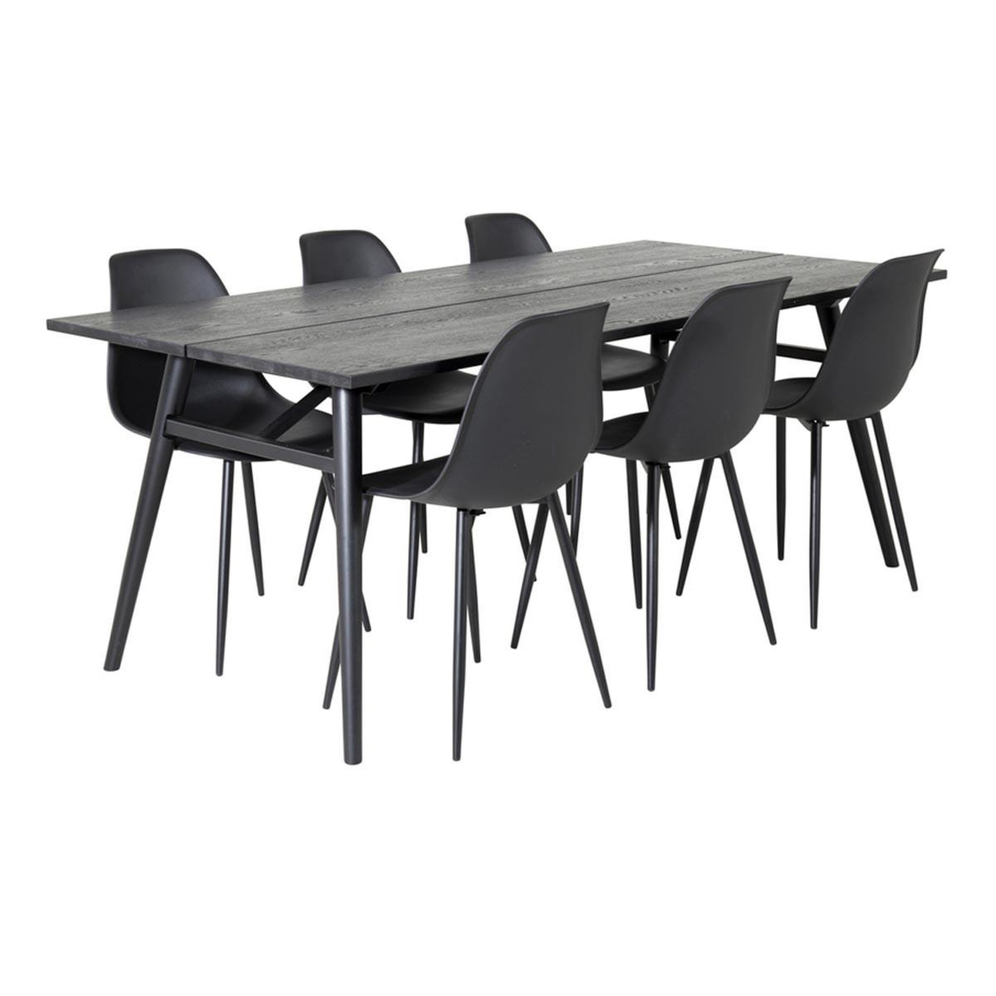 Paris Prix Ensemble table à manger extensible & 6 chaises  sleek & polar  195-280cm noir