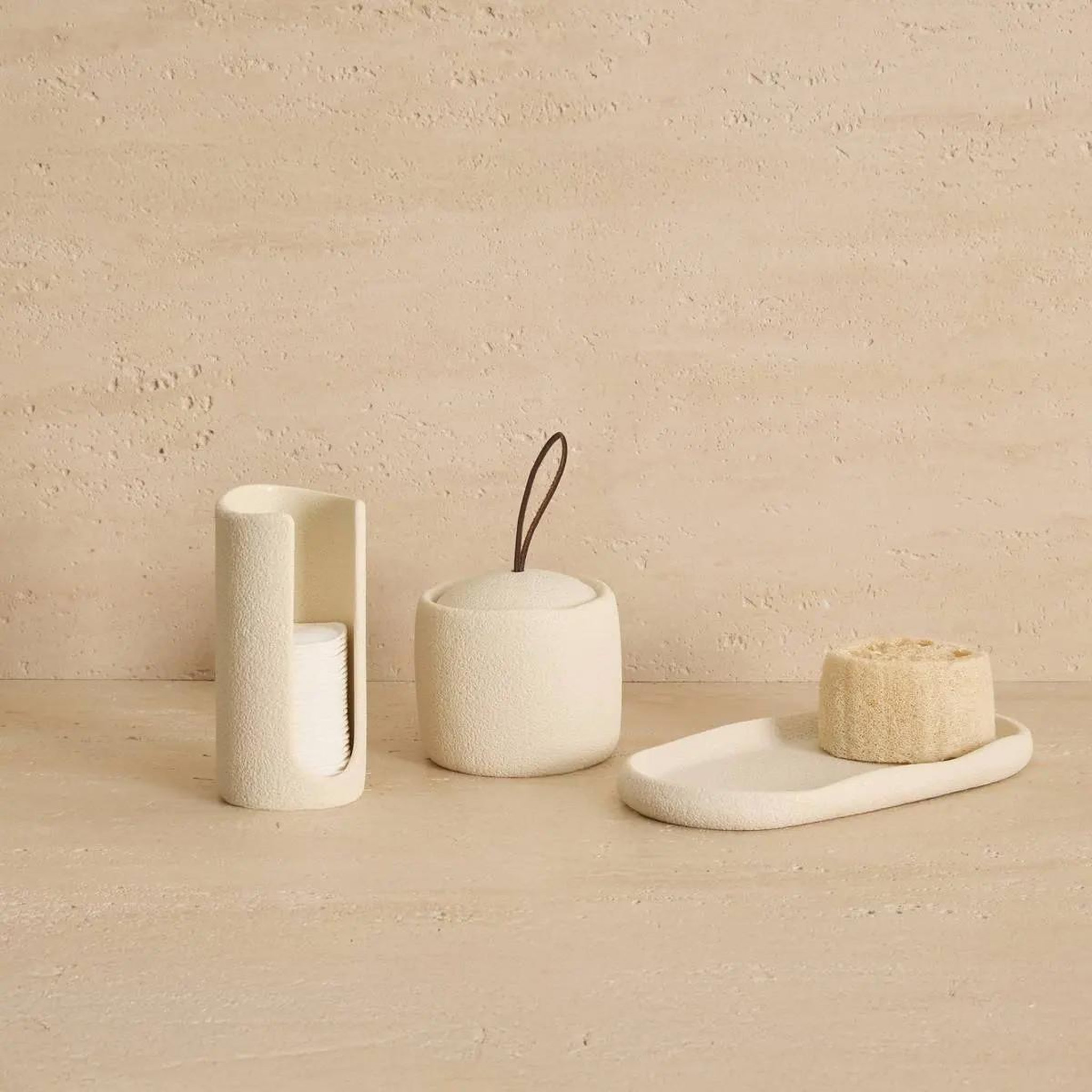 Voir la diapositive 2 : FIVE Distributeur de coton  olea  15cm beige