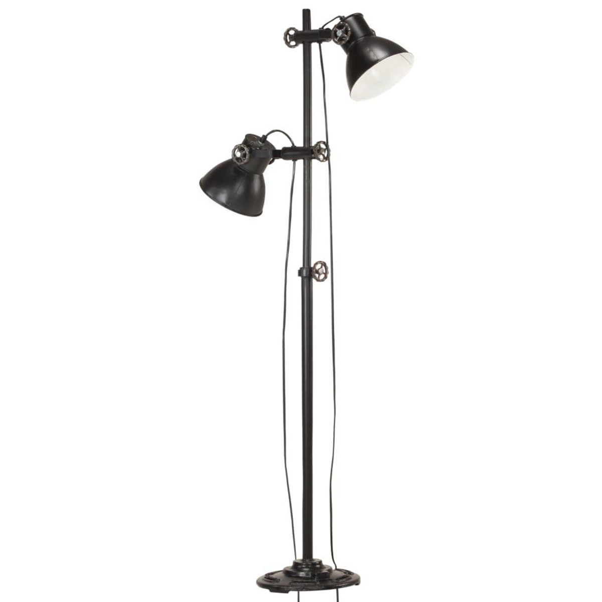 VIDAXL Lampadaire avec 2 abat-jour Noir E27 Fonte