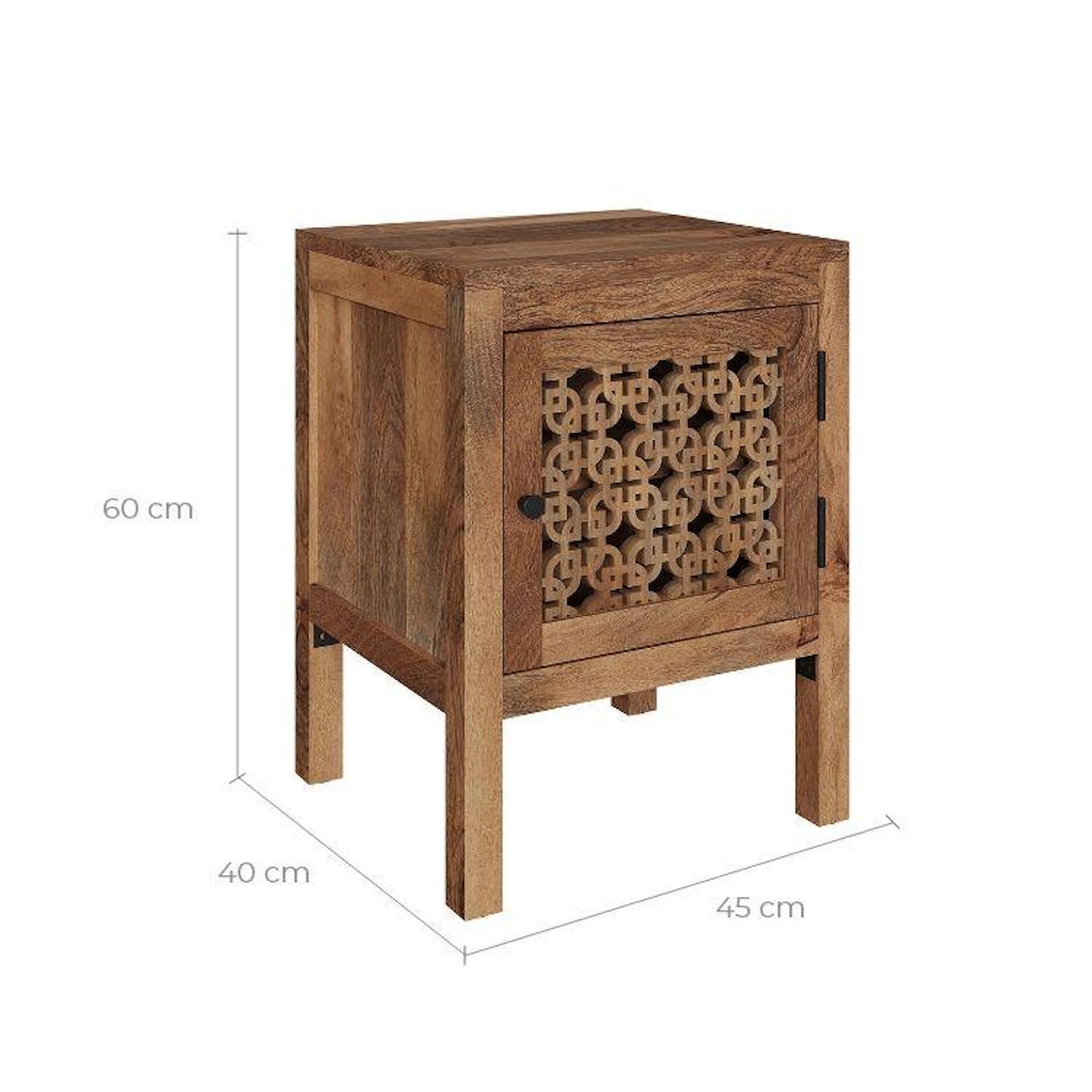 Rendez vous déco Table de chevet ajourée en bois de manguier-Jaya