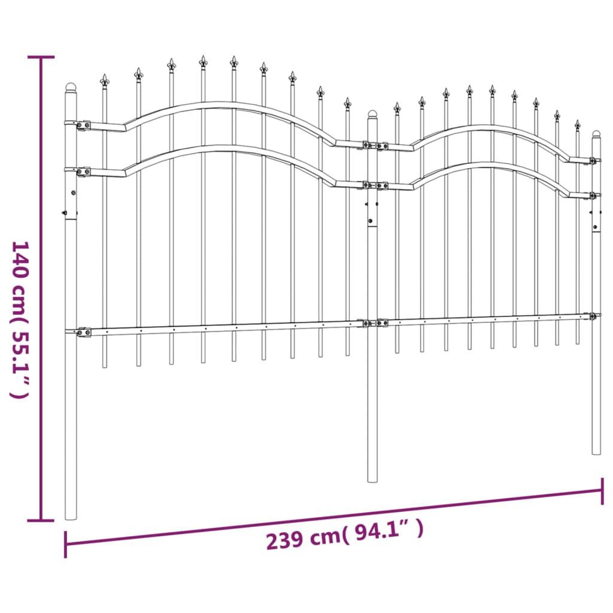 Voir la diapositive 6 : VIDAXL Cloture de jardin avec sommet de lance Noir 140 cm
