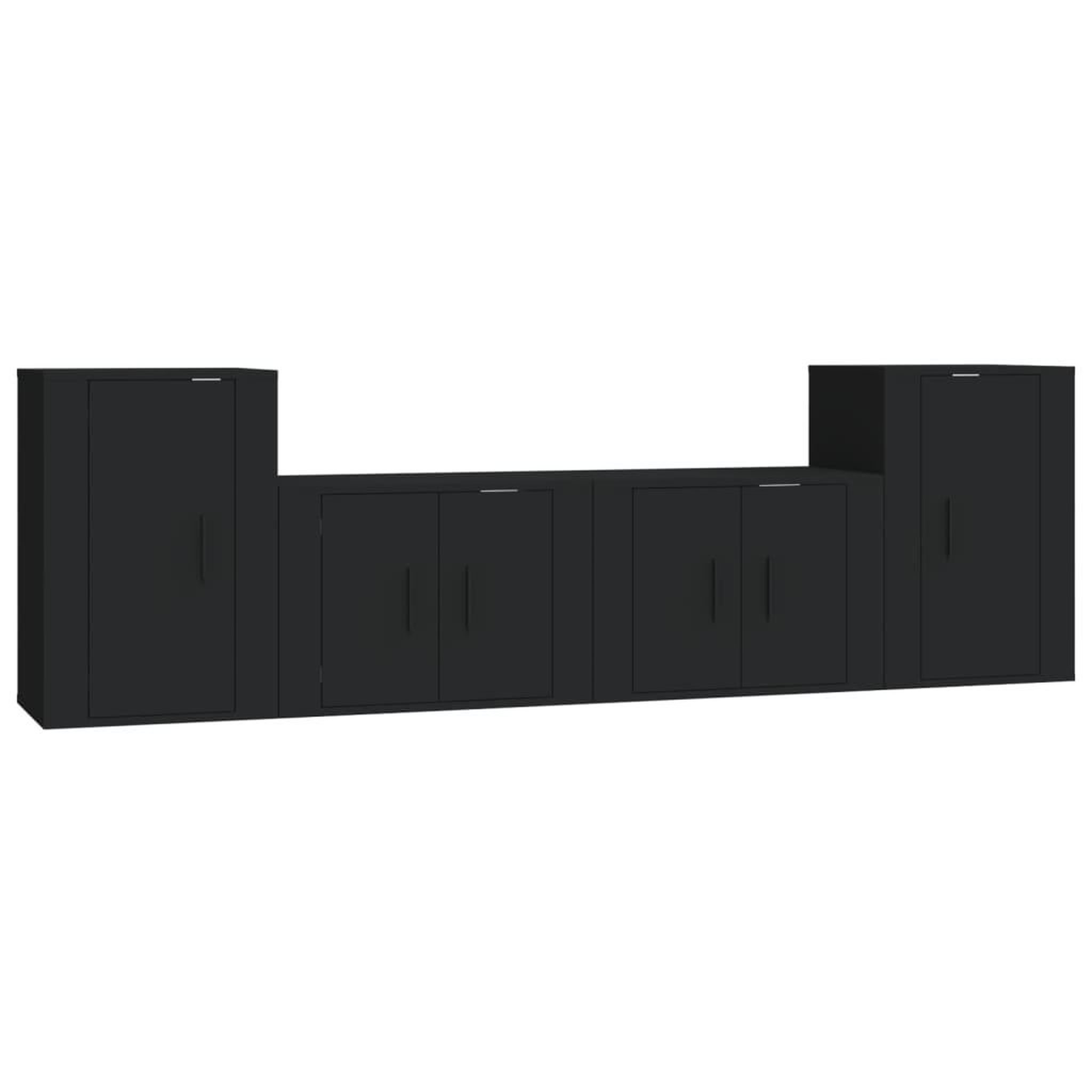 Voir la diapositive 2 : VIDAXL Ensemble de meubles TV 4 pcs Noir Bois d'ingenierie