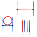 PAWHUT Agility sport pour chiens équipement complet obstacles et entrainement 11 pièces avec sac de transport acier rouge et bleu