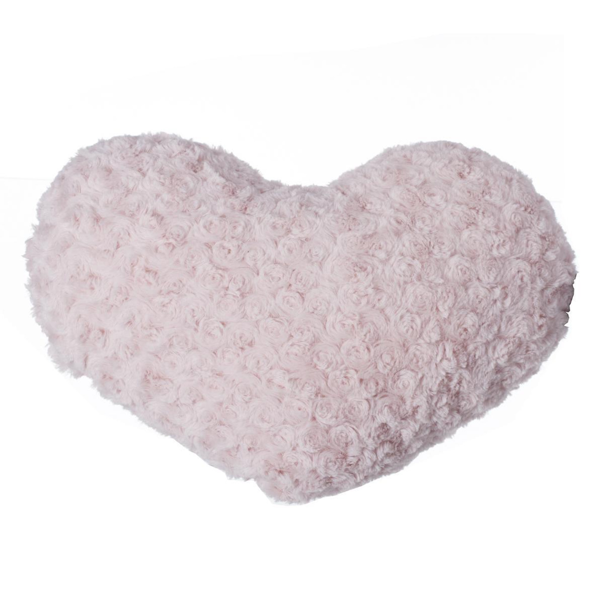 ATMOSPHERA Coussin coeur  bouclée  36cm rose