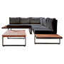 Voir la diapositive 1 : BEST MOBILIER Yulara - salon de jardin en bois et métal - 5 places - coussins gris