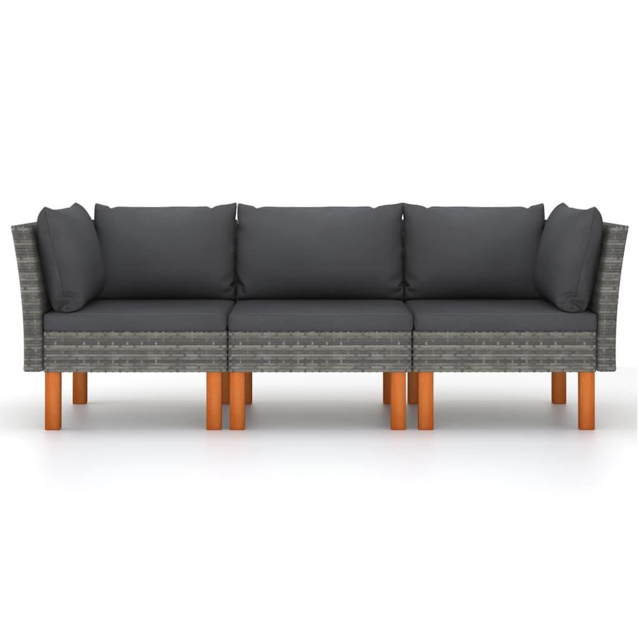 Voir la diapositive 3 : VIDAXL Canape de jardin a 3 places avec coussins Gris Resine tressee